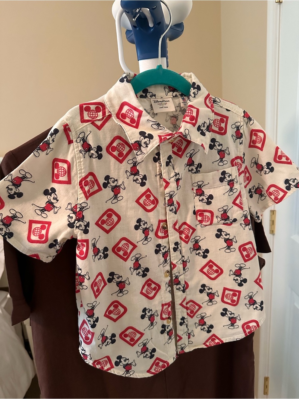 Junk Food Clothing Kids Mickey Button-Down Shirt - White, Red & Black
